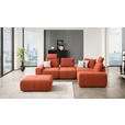 ECKSOFA in Velours Terracotta  - Terracotta/Schwarz, Design, Kunststoff/Textil (326/236cm) - Xora