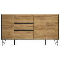 SIDEBOARD Posseik Industrial 177/93,6/42 cm 3 Schublade(n)  - Eichefarben/Graphitfarben, Design, Holzwerkstoff/Metall (177/93,6/42cm) - P & B