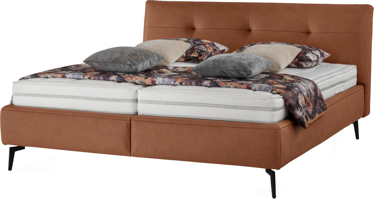 POLSTERBETT 180/200 cm  in Braun, Cognac  - Weiss/Cognac, Modern, Holz/Holzwerkstoff (180/200cm) - Beldomo - Sleep