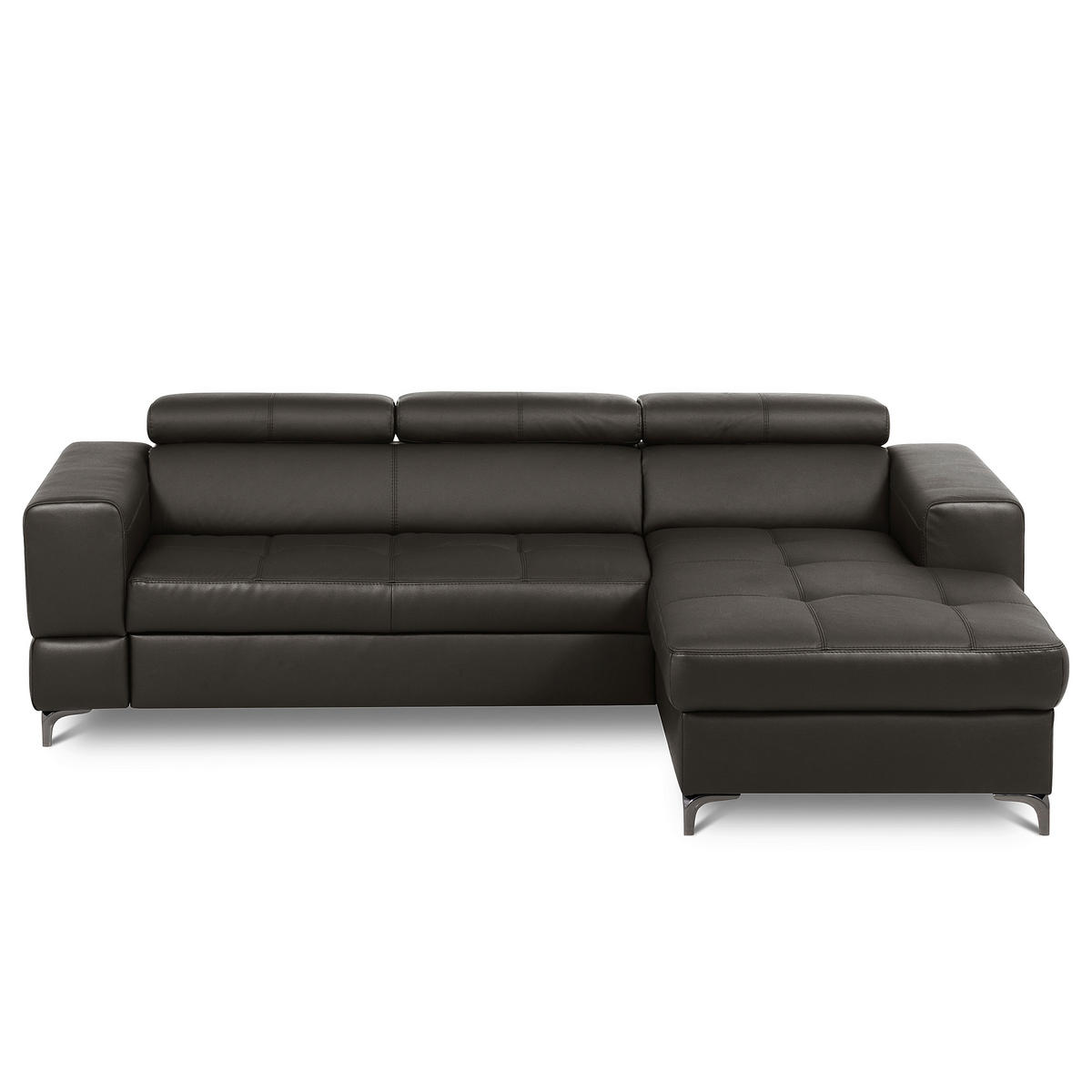 ECKSOFA  in Lederlook Echtleder Dunkelbraun  - Dunkelbraun/Schwarz, Design, Leder/Textil (247/173cm) - Livetastic
