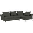 ECKSOFA in Webstoff Dunkelgrün  - Dunkelgrün/Schwarz, Design, Textil/Metall (282/182cm) - Carryhome