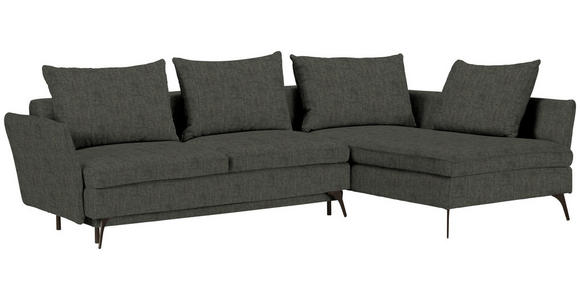 ECKSOFA in Webstoff Dunkelgrün  - Dunkelgrün/Schwarz, Design, Textil/Metall (282/182cm) - Carryhome