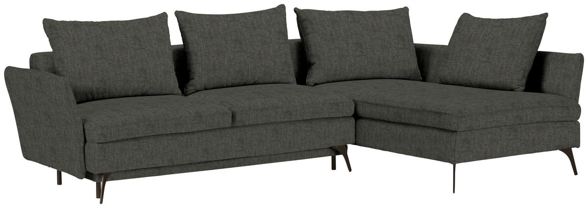 ECKSOFA in Webstoff Dunkelgrün  282/182 cm  - Dunkelgrün/Schwarz, Design, Textil/Metall (282/182cm) - Carryhome