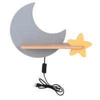 VÄGGLAMPA FÖR BARN Moon 39.5/12/27.5 cm   - grå/guldfärgad, Basics, metall/trämaterial (39.5/12/27.5cm)