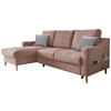 ECKSOFA Dunkelrosa Mikrofaser  - Dunkelrosa/Naturfarben, Design, Holz/Textil (150/228cm) - MID.YOU