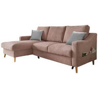 ECKSOFA in Mikrofaser Dunkelrosa  - Dunkelrosa/Naturfarben, Design, Holz/Textil (150/228cm) - MID.YOU