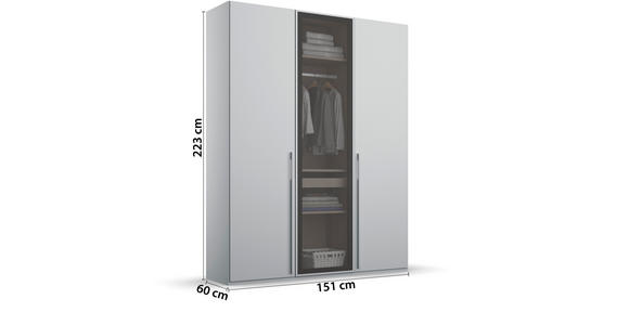 DREHTÜRENSCHRANK 151/223/60 cm 3-türig  - Hellgrau/Grau, Trend, Glas/Holzwerkstoff (151/223/60cm) - Novel