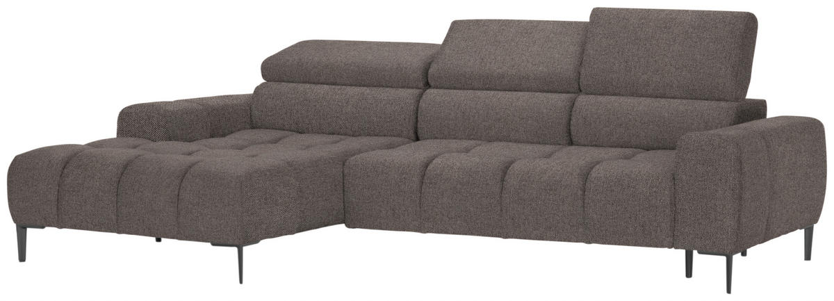 ECKSOFA in Webstoff Greige  - Greige/Schwarz, Design, Textil/Metall (177/270cm) - Welnova