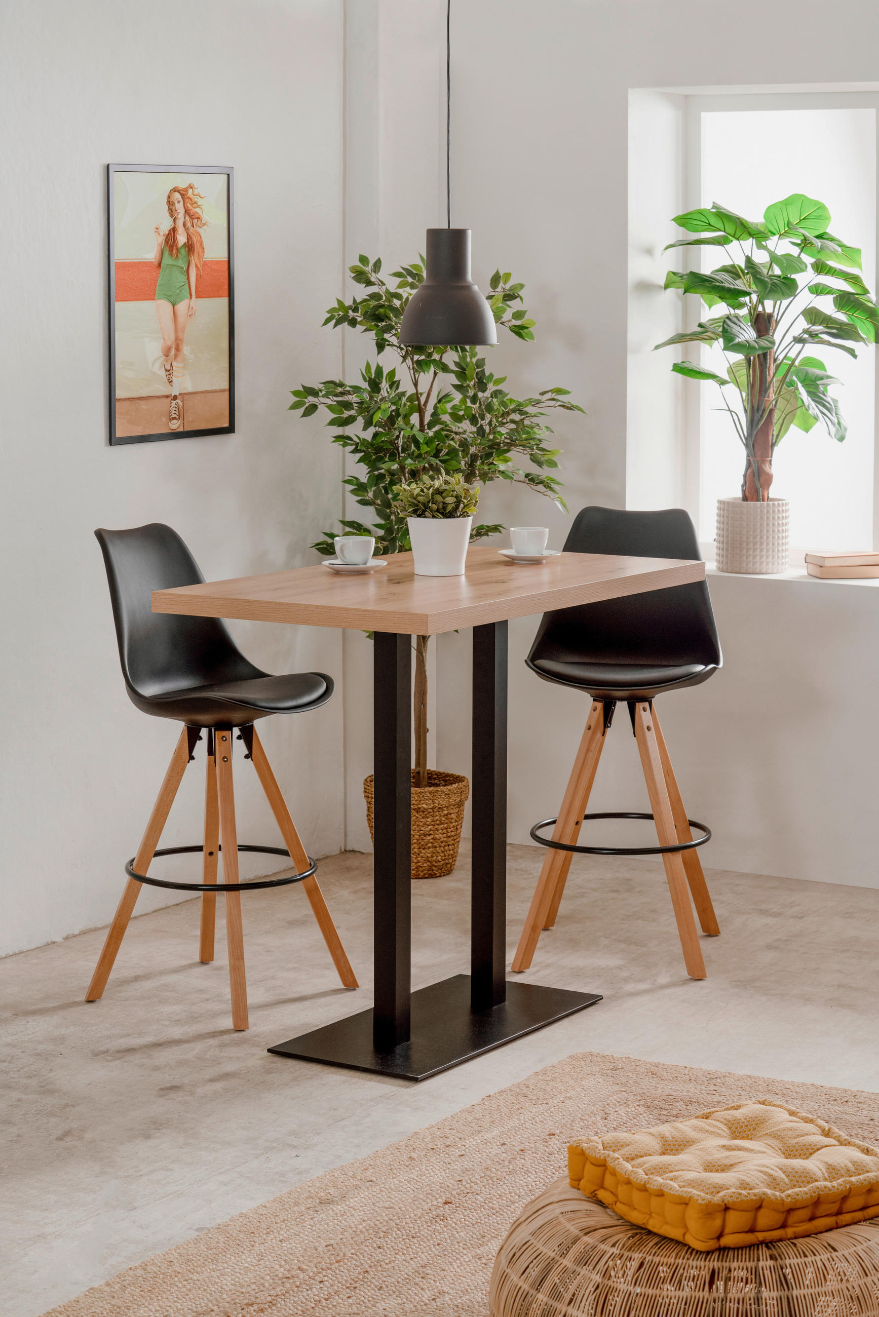 BARTISCH Holzwerkstoff 120/70/105 cm   - Schwarz/Eiche Artisan, Design, Holzwerkstoff/Metall (120/70/105cm) - MID.YOU