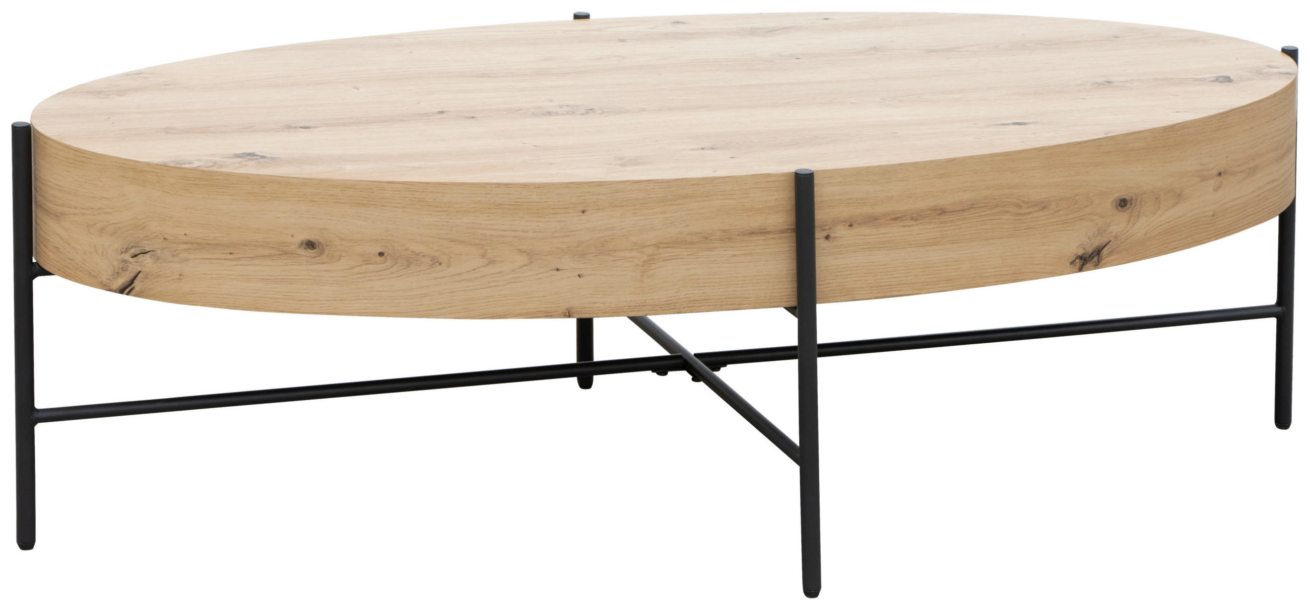 COUCHTISCH 120/60/38 cm oval Schwarz, Eichefarben  - Eichefarben/Schwarz, Design, Holzwerkstoff/Metall (120/60/38cm) - Carryhome