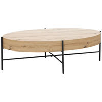 COUCHTISCH 120/60/38 cm oval Schwarz, Eichefarben  - Eichefarben/Schwarz, Design, Holzwerkstoff/Metall (120/60/38cm) - Carryhome