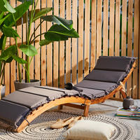 ZÁHRADNÉ LEŽADLO, farba akácie, tmavosivá - farba akácie/tmavosivá, Natur, drevo/textil (168/55/54cm) - Ambia Garden