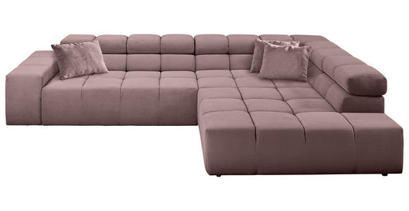 ECKSOFA  in Feincord Altrosa  319/215 cm  - Schwarz/Altrosa, Design, Kunststoff/Textil (319/215cm) - Hom`in