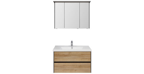 BADEZIMMER Dunkelgrau, Eichefarben - Dunkelgrau/Eichefarben, Design, Glas/Keramik (91cm) - Dieter Knoll