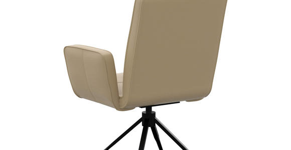 ARMLEHNSTUHL  Lederauswahl  Echtleder  - Beige/Schwarz, Design, Leder/Metall (65/91/58cm) - Moderano