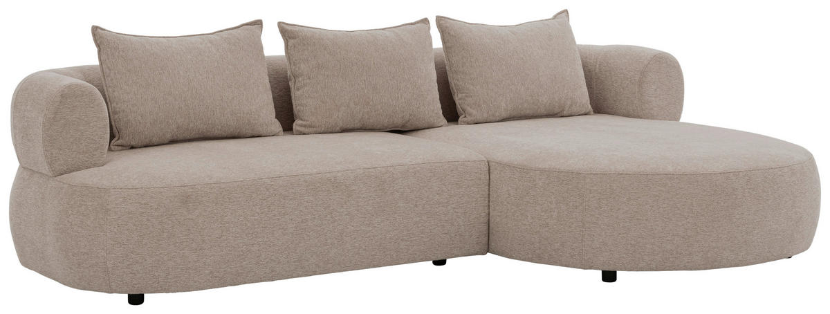 ECKSOFA in Chenille Hellbraun  256/156 cm  - Hellbraun/Schwarz, Design, Kunststoff/Textil (256/156cm) - Livetastic