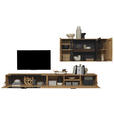 WOHNWAND  in Anthrazit, Eichefarben  336/195/44 cm  - Eichefarben/Anthrazit, Design, Glas/Holz (336/195/44cm) - Valnatura