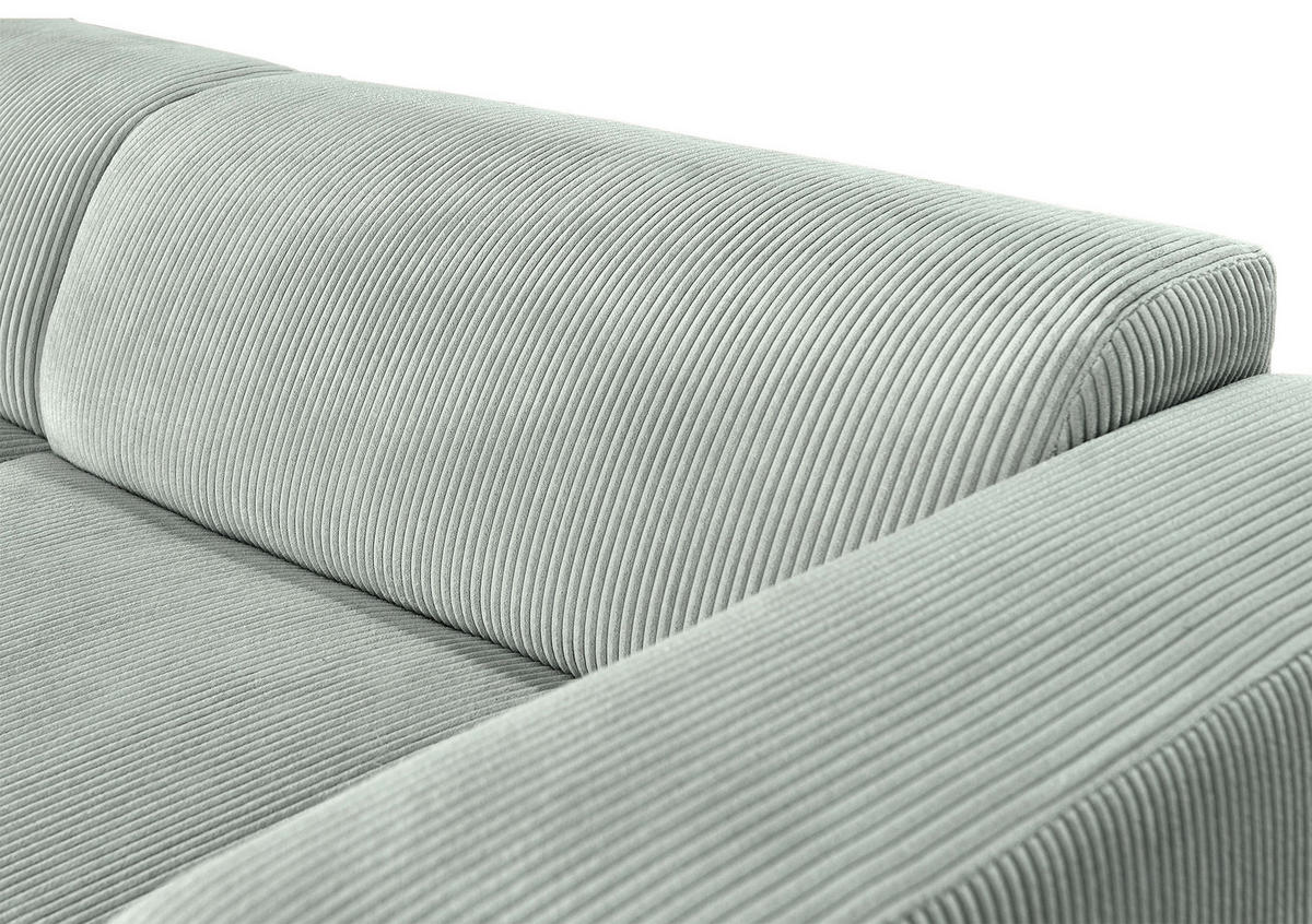 ECKSOFA BASMA in Cord Grau  298/175 cm  - Schwarz/Grau, Design, Kunststoff/Textil (298/175cm) - P & B