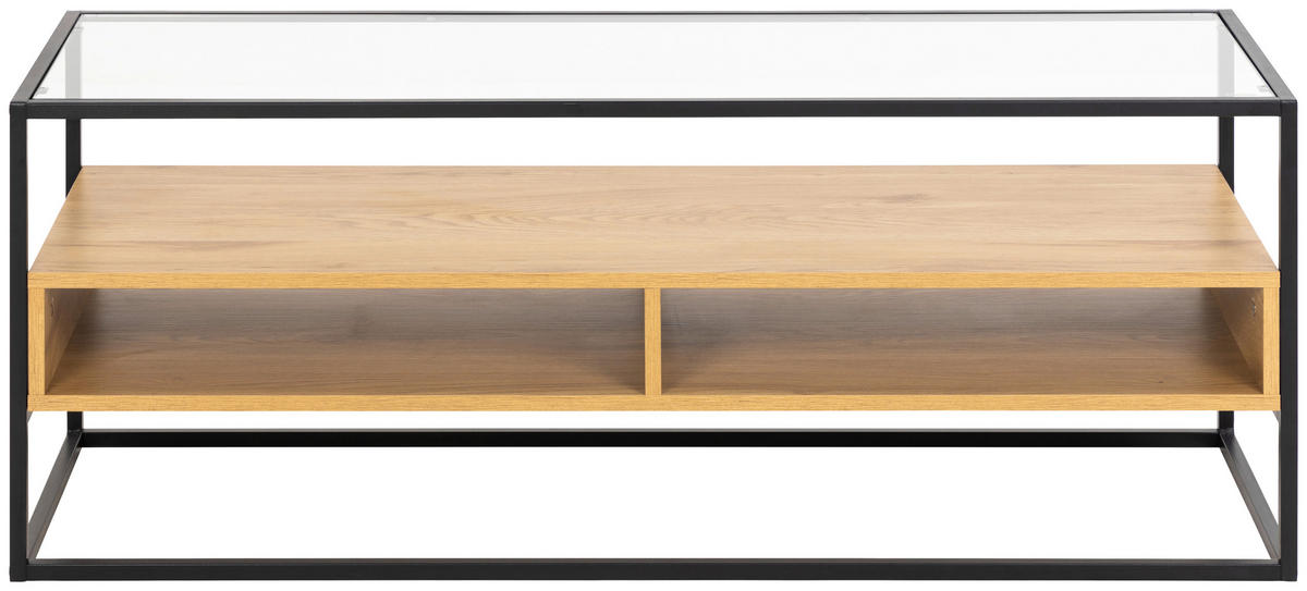 NIZKA OMARICA prozorno, črna, barve hrasta  - črna/barve hrasta, Moderno, kovina/steklo (120/45/40cm) - Livetastic