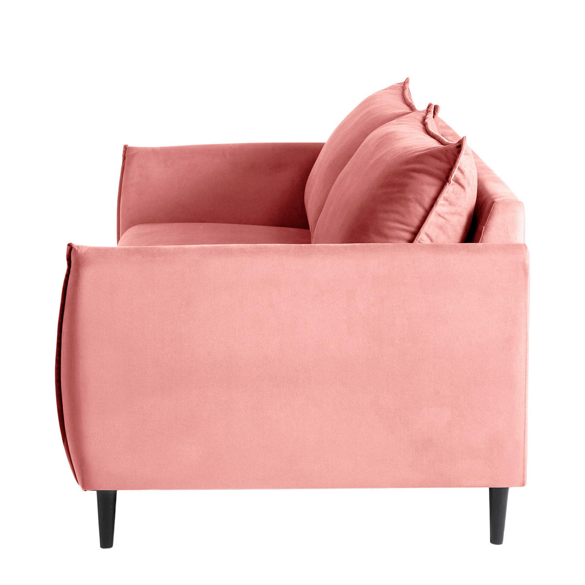 3-SITZER-SOFA JULI in Samt Rosa  - Schwarz/Rosa, Design, Holz/Textil (203/86/100cm) - P & B
