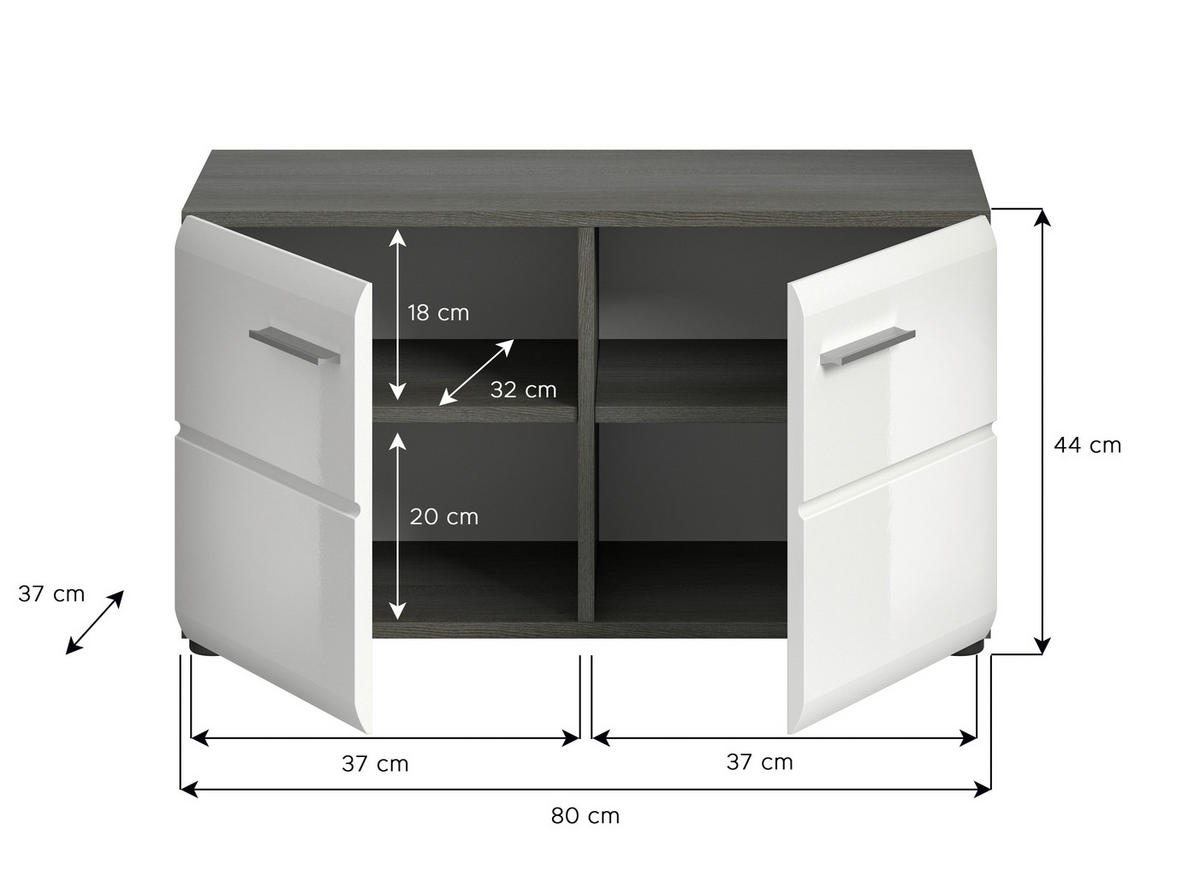 ŠATNÍ LAVICE, 80/44/37 cm - barvy stříbra/vysoce lesklá bílá, Design, kompozitní dřevo/plast (80/44/37cm) - MID.YOU