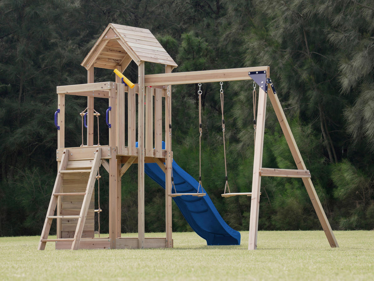 SPIELTURM 342/267/375 cm  - Blau, KONVENTIONELL, Holz/Kunststoff (342/267/375cm) - Ambia Garden