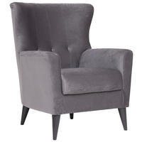 OHRENSESSEL Velours Grau    - Schwarz/Grau, KONVENTIONELL, Kunststoff/Textil (72/96/77cm) - Livetastic