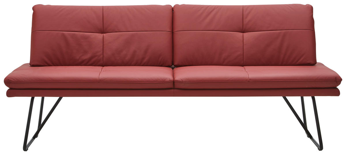 SITZBANK 208/90/74 cm Echtleder Rot, Schwarz Metall  - Rot/Schwarz, Design, Leder/Metall (208/90/74cm) - Dieter Knoll