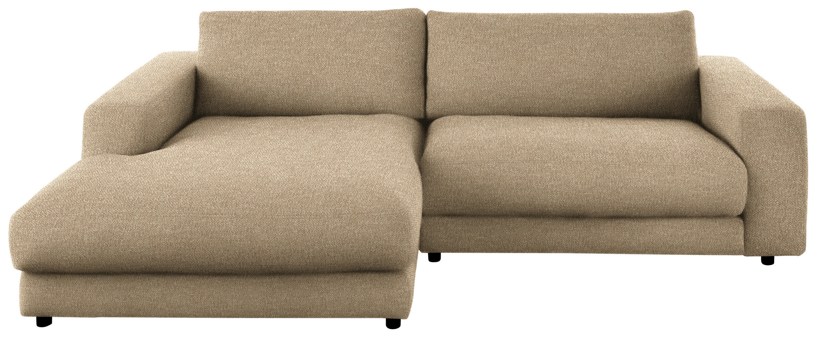 ECKSOFA in Flachgewebe Sandfarben  - Sandfarben/Schwarz, Design, Kunststoff/Textil (190/270cm) - Lomoco