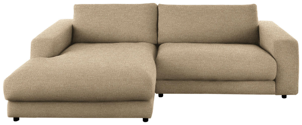 ECKSOFA in Flachgewebe Sandfarben  - Sandfarben/Schwarz, Design, Kunststoff/Textil (190/270cm) - Lomoco