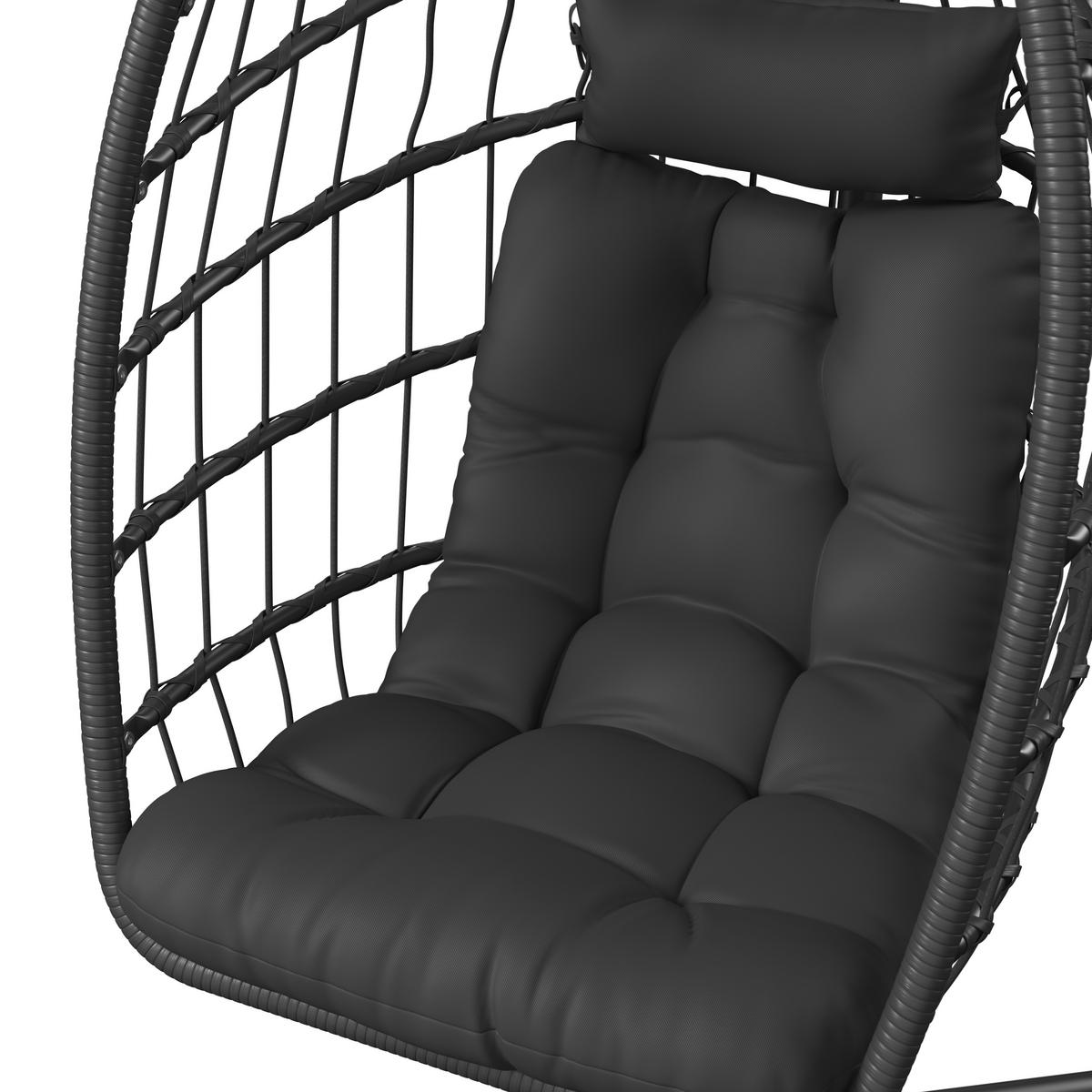 HÄNGESESSEL 100/198/100 cm  - Dunkelgrau/Schwarz, MODERN, Kunststoff/Textil (100/198/100cm) - Ambia Garden