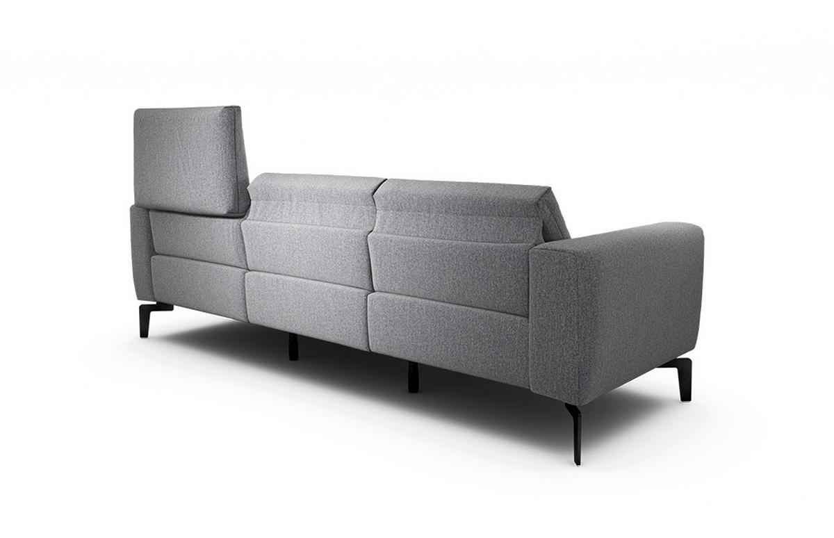 Dreisitzer inkl. Hocker Chenille Anthrazit  - Anthrazit/Schwarz, Design, Textil/Metall (250/86/86-94cm) - SENSOO
