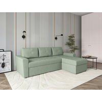 ECKSOFA TERMOLI in Jacquard Mintgrün  231/155 cm  - Schwarz/Mintgrün, Design, Kunststoff/Textil (231/155cm) - MID.YOU