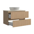 WASCHTISCHKOMBI 80 cm  - Sandfarben/Eichefarben, KONVENTIONELL, Keramik/Holzwerkstoff (80cm) - Xora