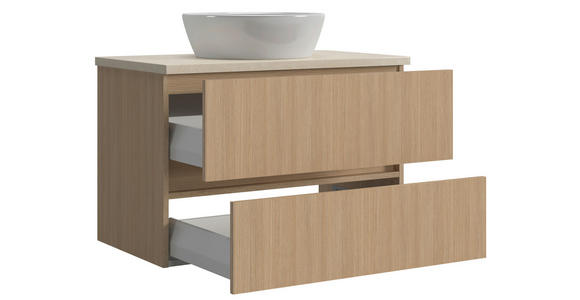 WASCHTISCHKOMBI 80 cm  - Sandfarben/Eichefarben, KONVENTIONELL, Keramik/Holzwerkstoff (80cm) - Xora