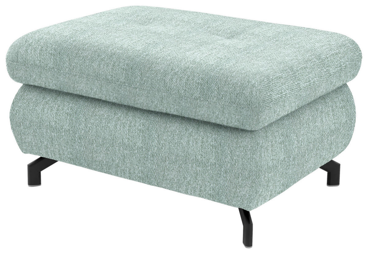 ECKSOFA in Chenille Mintgrün  - Schwarz/Mintgrün, Design, Textil/Metall (220/310cm) - Beldomo Style