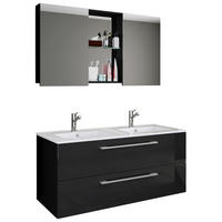 BADEZIMMER 3-teilig  in 112 cm  - Alufarben/Schwarz, MODERN, Keramik/Holzwerkstoff (112cm) - MID.YOU