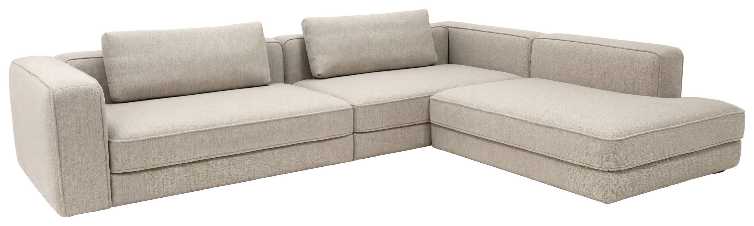 ECKSOFA Chilliano Beige Struktur Rücken echt  - Beige/Schwarz, Design, Kunststoff/Textil (290/255cm) - Chilliano