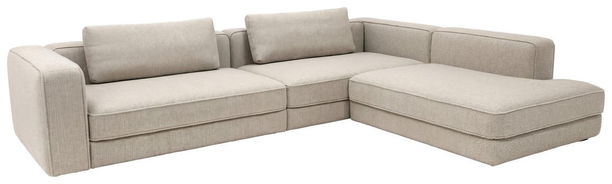 ECKSOFA Chilliano Beige Struktur Rücken echt  - Beige/Schwarz, Design, Kunststoff/Textil (290/255cm) - Chilliano