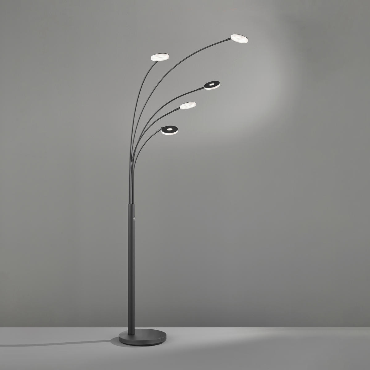 STOJACÍ LED SVÍTIDLO, 79/225 cm  - černá, Design, kov/sklo (79/225cm) - Fischer & Honsel