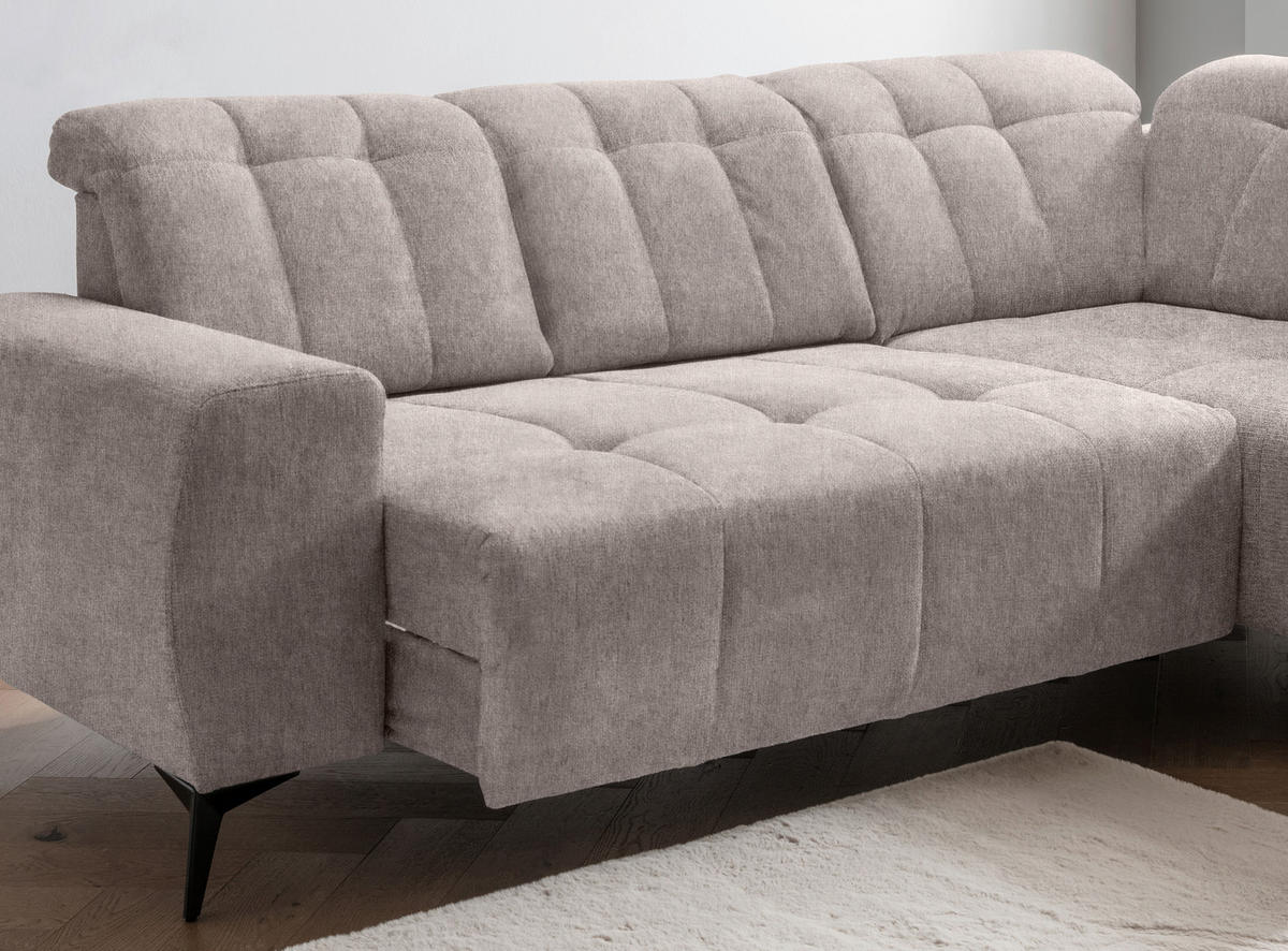 ECKSOFA in Mikrofaser Taupe  - Taupe/Schwarz, Modern, Textil/Metall (261/200cm) - Livetastic