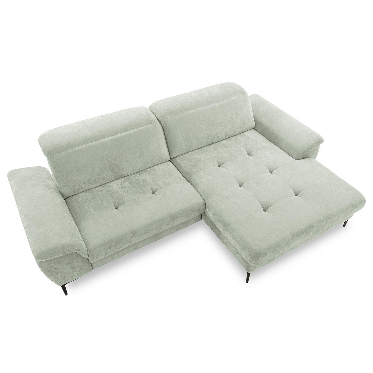 ECKSOFA  Webstoff Mintgrün  - Schwarz/Mintgrün, Design, Textil/Metall (268/195cm) - Livetastic