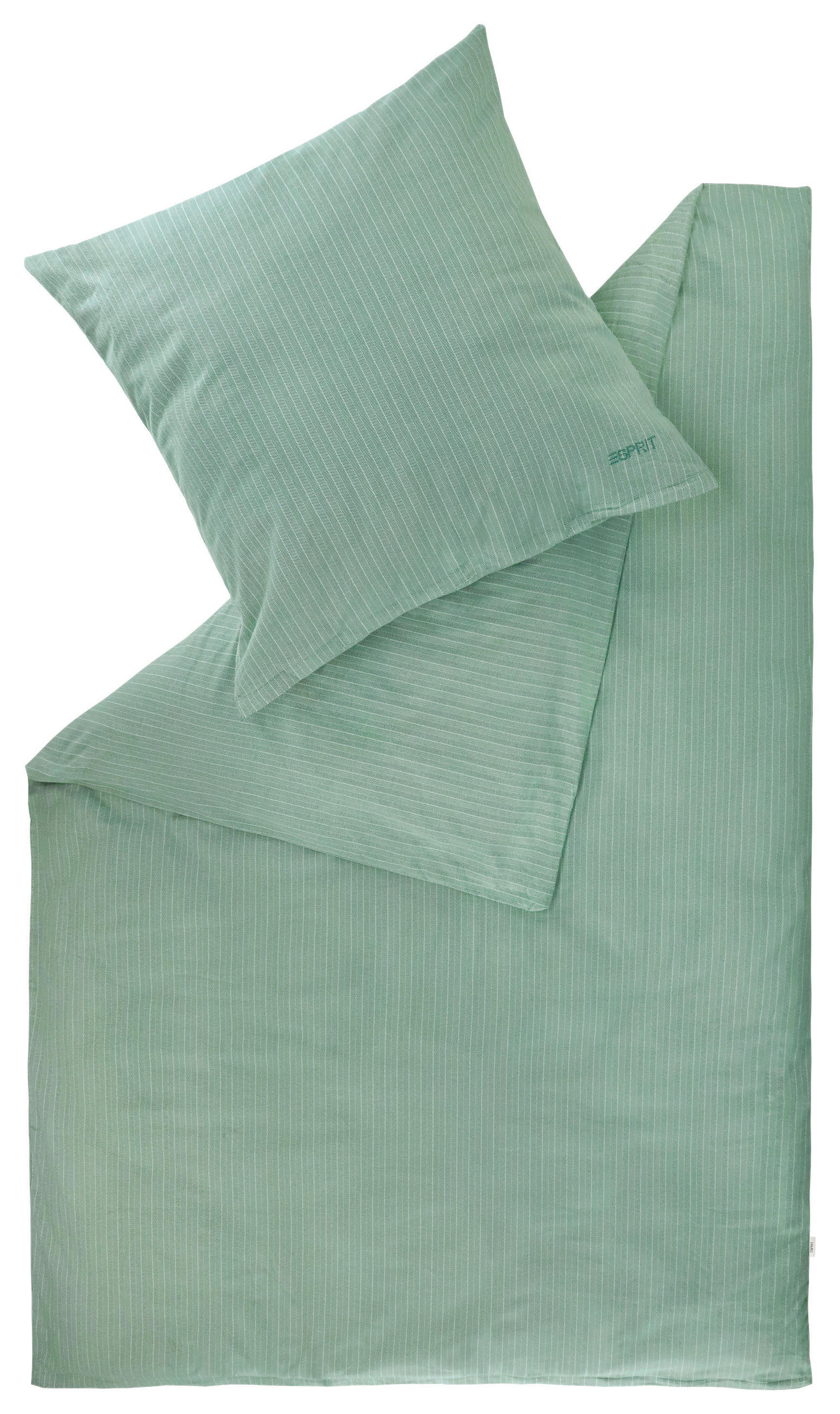 Esprit Bettwäsche E-Herringbone Grün, Dunkelgrün 200x200 cm