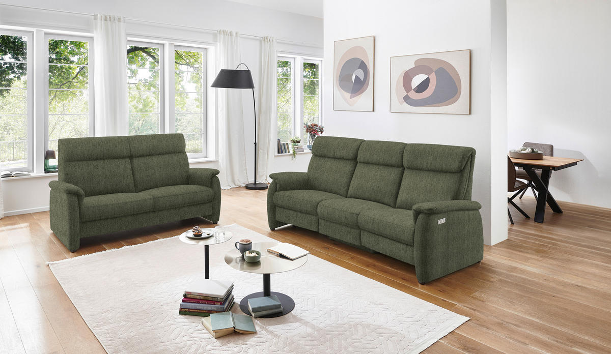 2,5-SITZER in Flachgewebe Dunkelgrün  - Dunkelgrün/Schwarz, Konventionell, Textil/Metall (178/107/97cm) - Pure Home Comfort