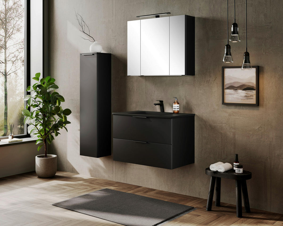 MIDISCHRANK 30/130/35 cm  - Schwarz, Modern, Holzwerkstoff/Kunststoff (30/130/35cm) - Held