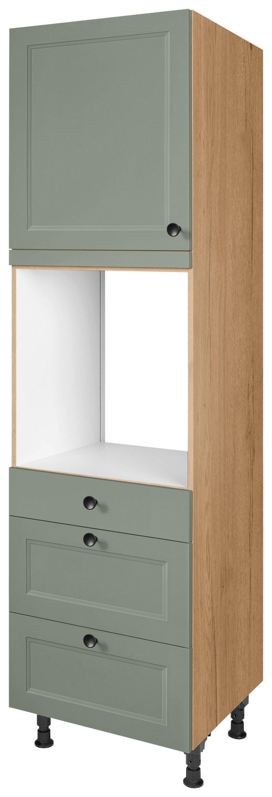 GERÄTEUMBAUSCHRANK 60/216,6/58 cm  in Grün  - Eichefarben/Schwarz, MODERN, Holzwerkstoff/Metall (60/216,6/58cm) - Nobilia