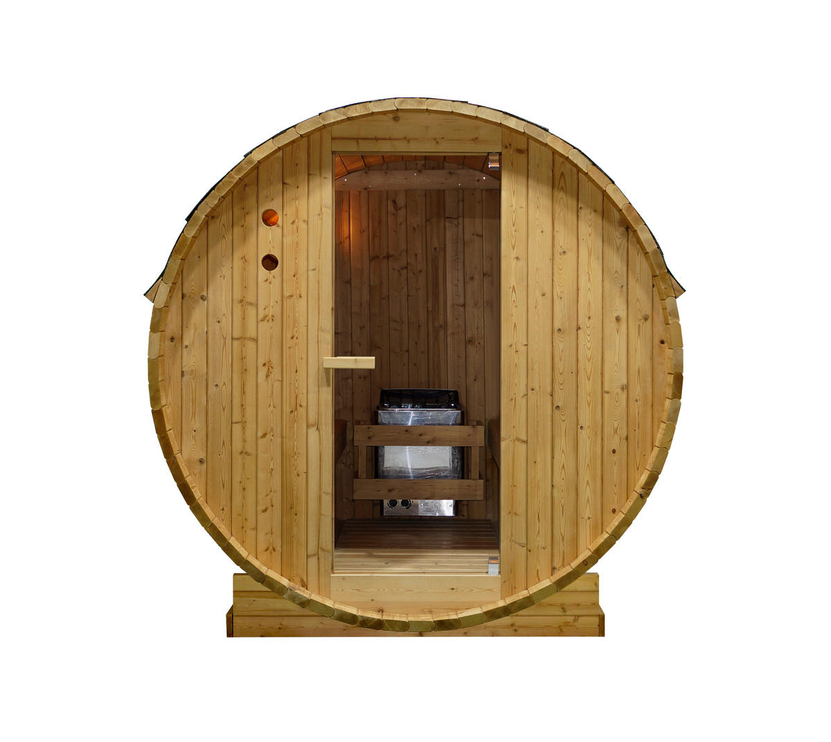 SAUNAFASS für 6 Personen TROMSÖ XL  - Fichtefarben, KONVENTIONELL, Glas/Holz (189/220/191,5cm) - Sanotechnik