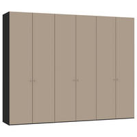 DREHTÜRENSCHRANK 303/236/59 cm 6-türig Schwarz, Hellbraun  - Hellbraun/Silberfarben, Design, Glas/Holzwerkstoff (303/236/59cm) - Jutzler