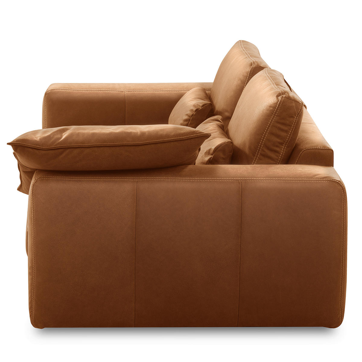 2-SITZER-SOFA  in Echtleder Cognac   - Cognac/Beige, Design, Leder/Kunststoff (240/85/123cm) - Livetastic
