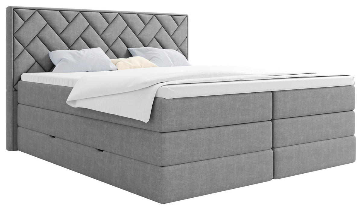 BOXSPRINGBETT 160/200 cm  in Silberfarben  - Silberfarben/Schwarz, MODERN, Holzwerkstoff/Kunststoff (160/200cm) - MID.YOU